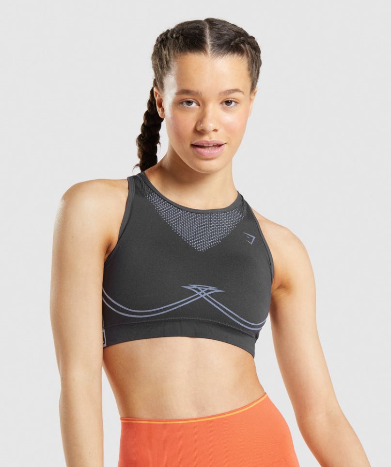 Women\'s Gymshark Apex Seamless Sports Bra Black | CA D07386